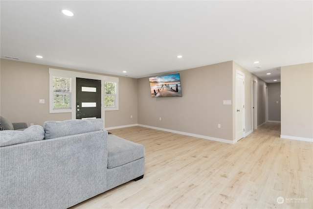 living room featuring light hardwood / wood-style flooring