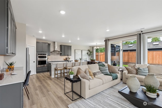 living room featuring light hardwood / wood-style floors