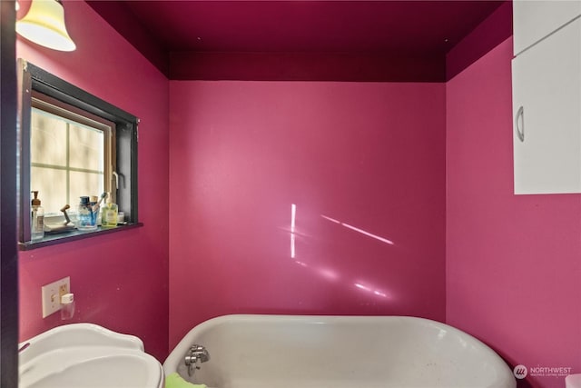 bathroom featuring a washtub and sink