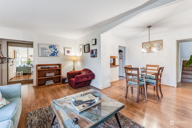 living room with light wood-type flooring