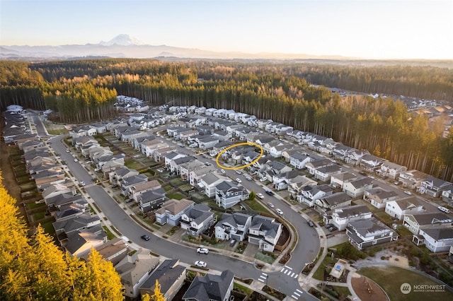 bird's eye view featuring a mountain view