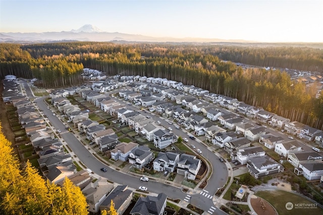 drone / aerial view with a mountain view