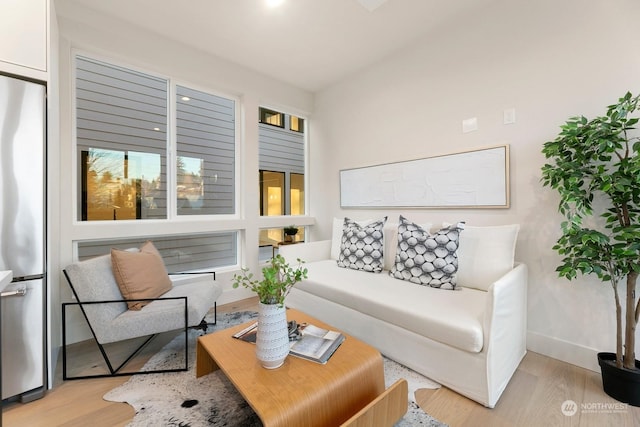 living room with light hardwood / wood-style floors