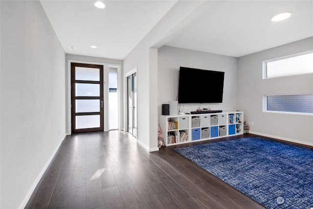 living room featuring dark hardwood / wood-style flooring