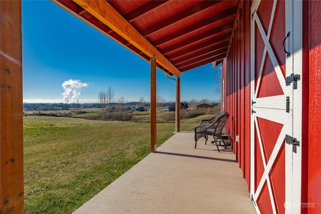 view of patio with a rural view