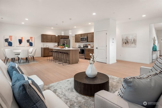 living room featuring light hardwood / wood-style floors