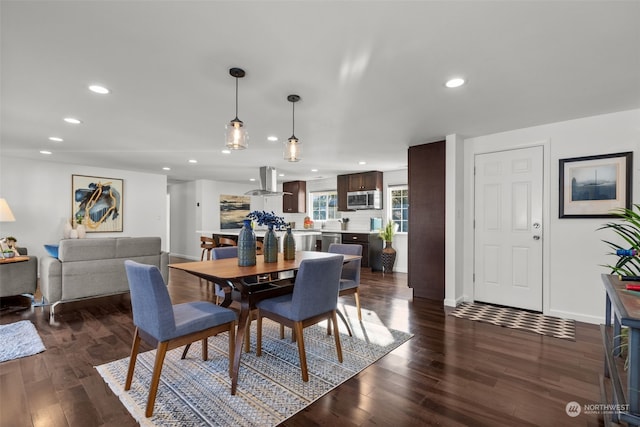 dining room with dark hardwood / wood-style floors