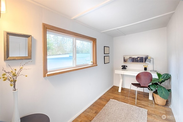 office space with hardwood / wood-style flooring