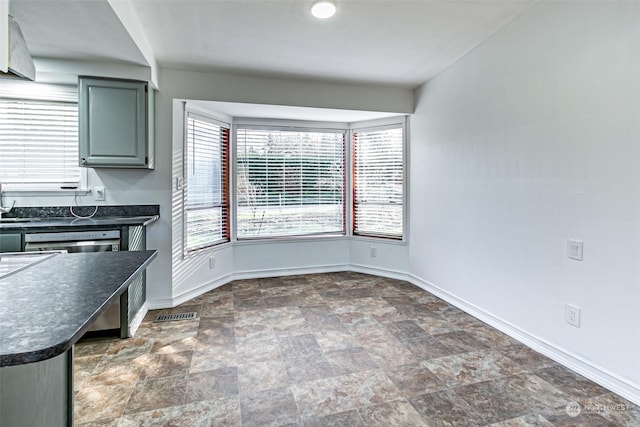 view of unfurnished dining area