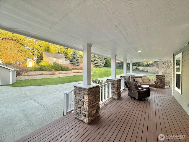 deck featuring covered porch