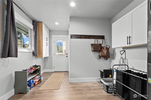 interior space with light hardwood / wood-style flooring