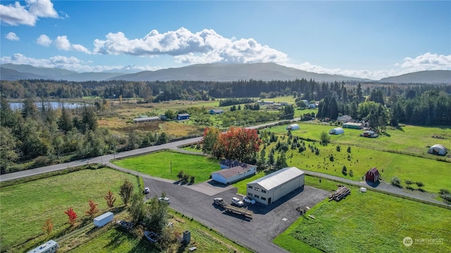 drone / aerial view with a mountain view