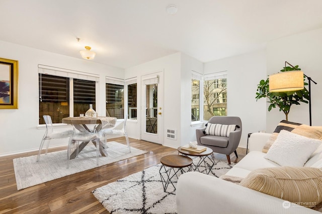 living room with wood-type flooring