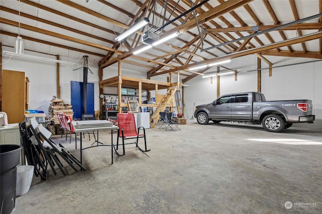 garage with a garage door opener