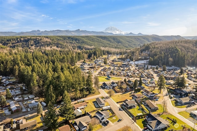 aerial view with a mountain view