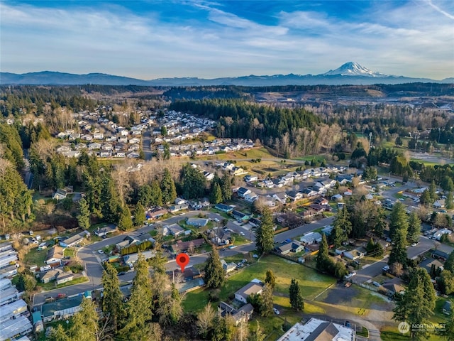 drone / aerial view with a mountain view