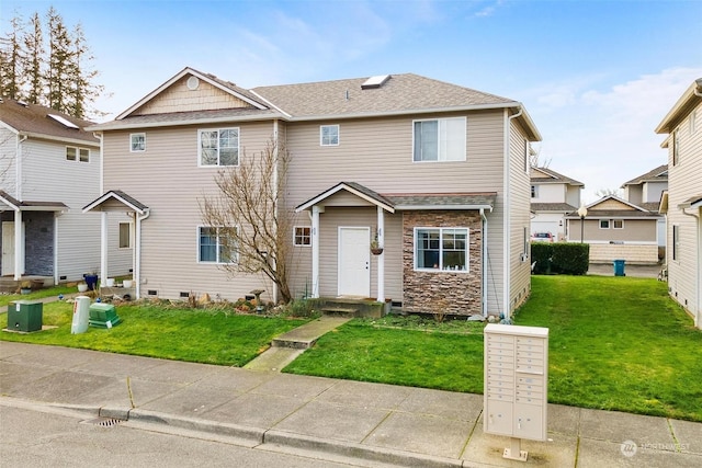 view of front of property featuring a front yard