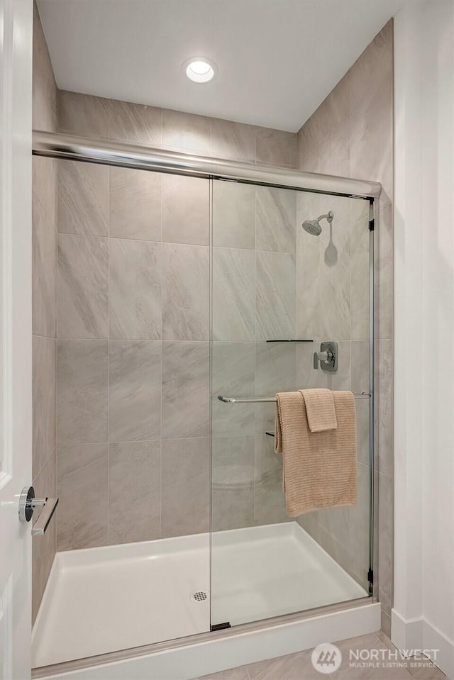 17018 106th Ave SE Unit 11, Renton, WA 98055 - bathroom with a stall shower and recessed lighting