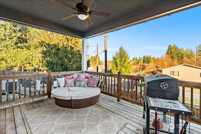 deck featuring ceiling fan