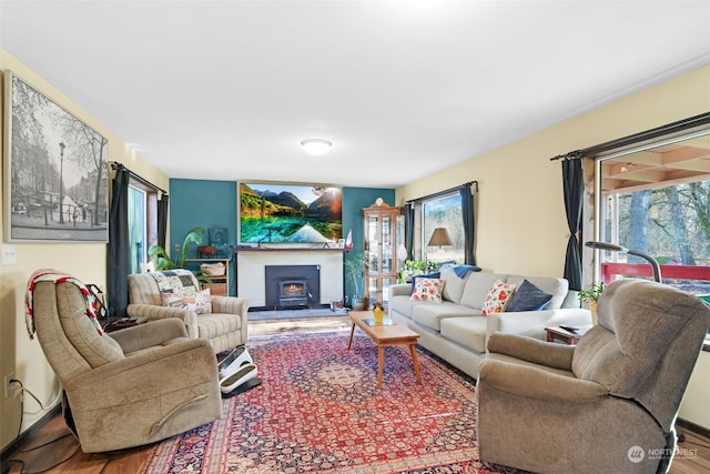 living room featuring hardwood / wood-style flooring and a wealth of natural light