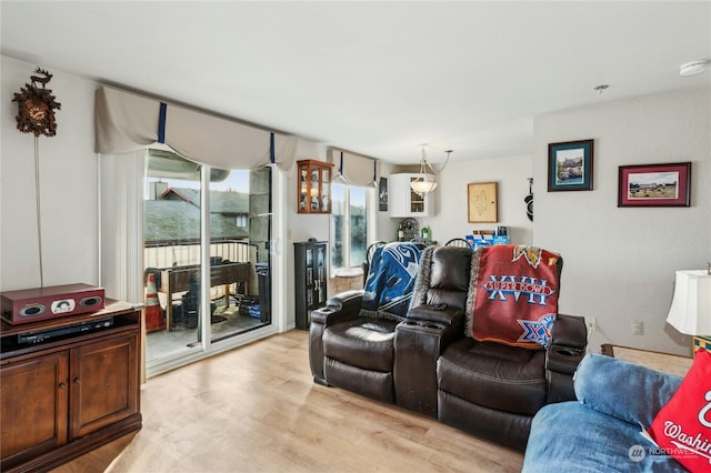 living room featuring light hardwood / wood-style floors