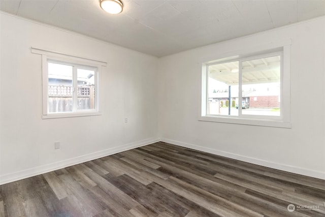 empty room featuring dark hardwood / wood-style floors and plenty of natural light