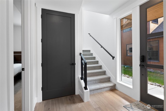 entrance foyer featuring light wood-type flooring