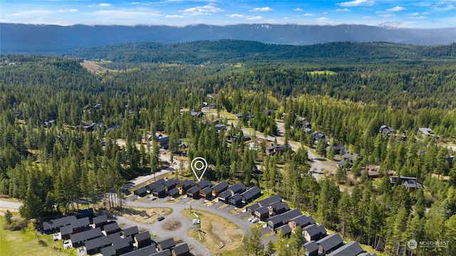 aerial view with a mountain view