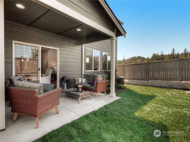 view of patio with outdoor lounge area