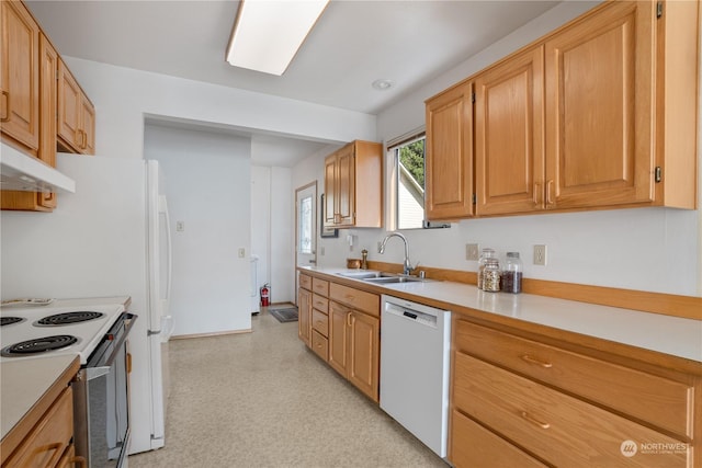 kitchen with sink, electric range, and dishwasher