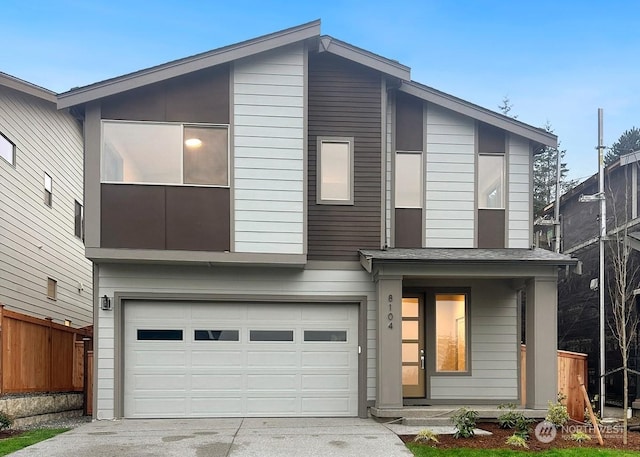 contemporary house with a garage