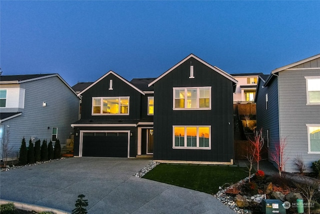 view of front of house with a garage