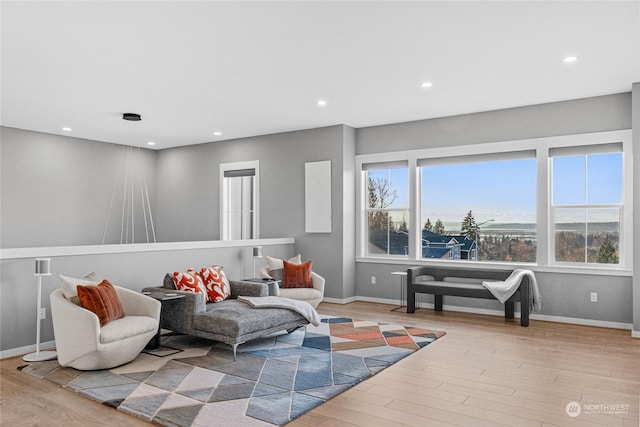 sitting room featuring light hardwood / wood-style floors