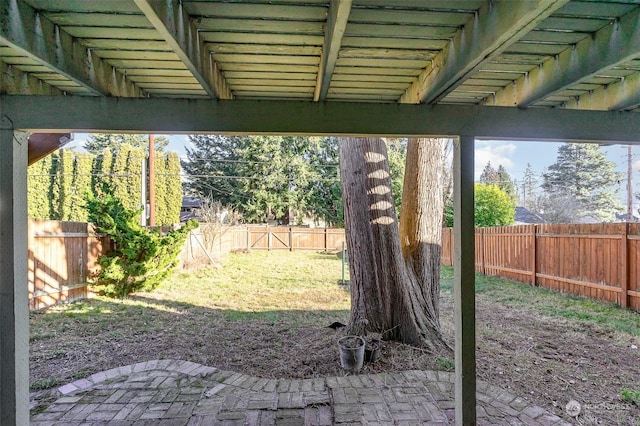 view of yard with a patio area