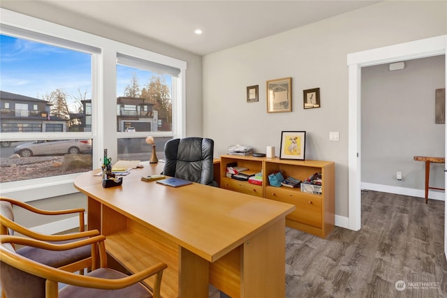 office space featuring hardwood / wood-style flooring