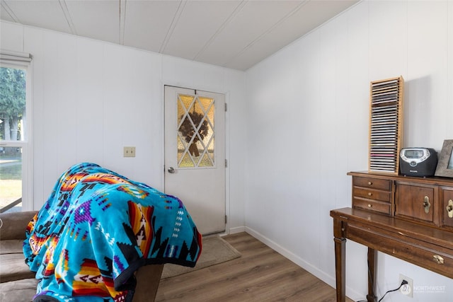 bedroom with wood-type flooring