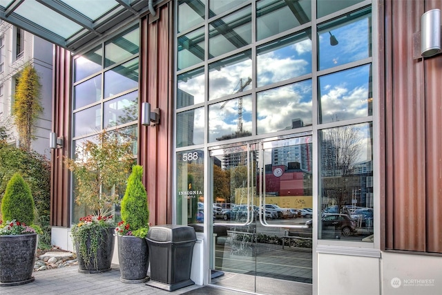 property entrance with french doors