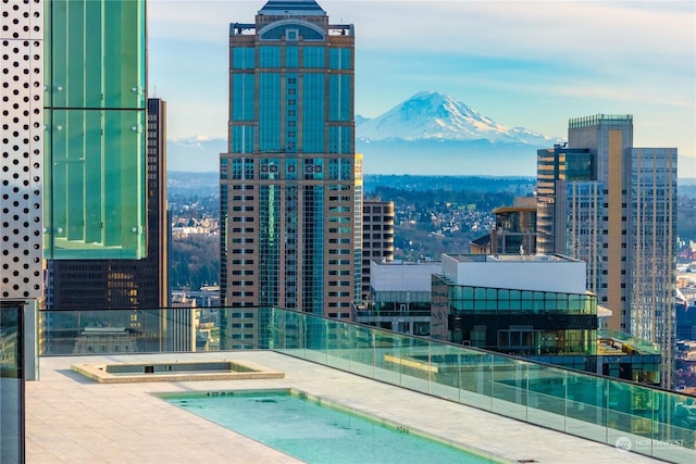 exterior space featuring a mountain view