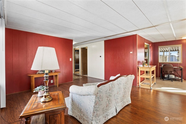 living room featuring dark hardwood / wood-style floors