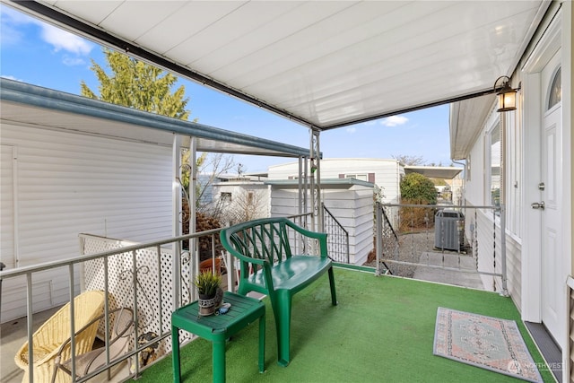 balcony with central AC unit