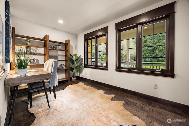 office featuring dark wood-type flooring