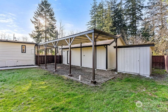 view of outbuilding with a yard