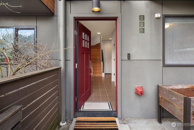 doorway to property featuring a balcony