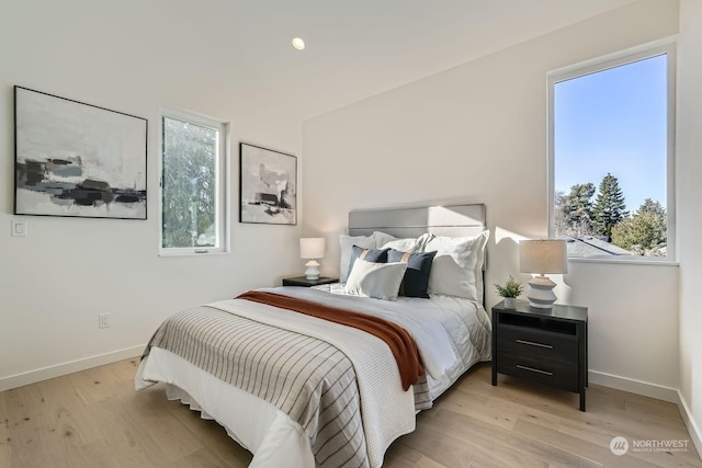 bedroom featuring light hardwood / wood-style floors