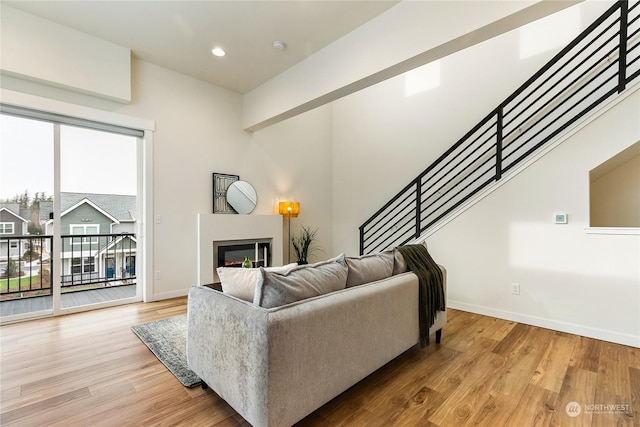 living room featuring light wood-type flooring