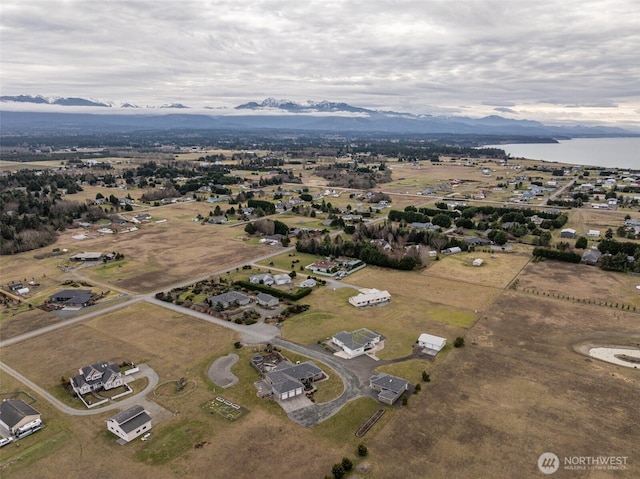 drone / aerial view featuring a mountain view