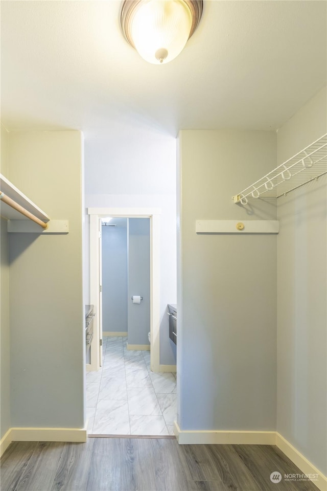 walk in closet featuring light wood-style flooring