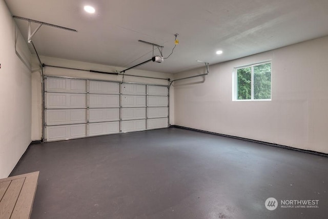 garage with a garage door opener