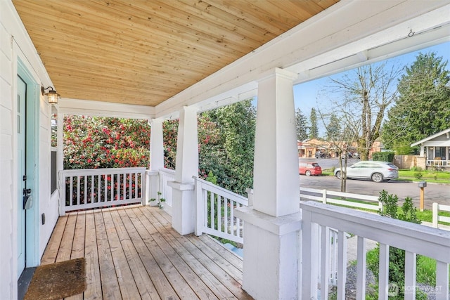deck featuring covered porch