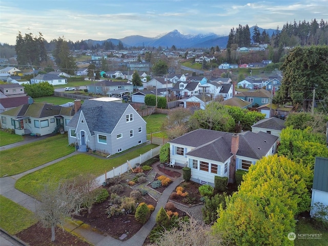 aerial view featuring a mountain view